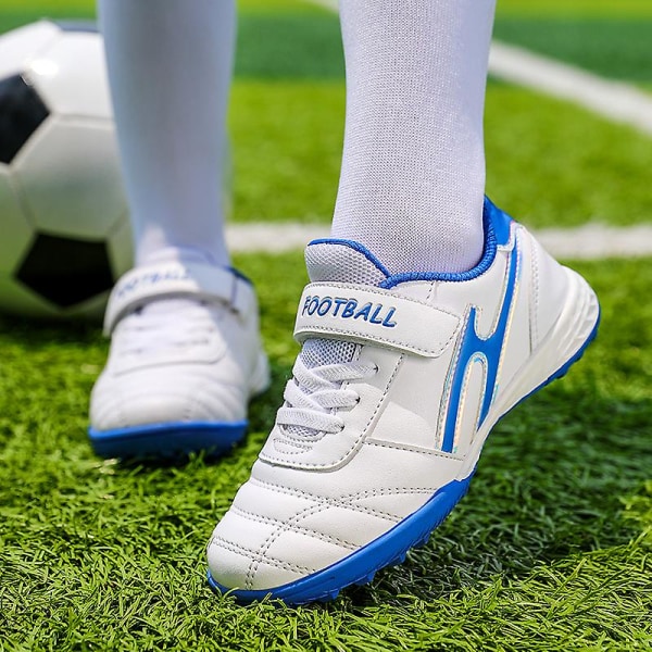 Fotbollsskor för pojkar Spikes Fotbollsskor för ungdomar Ankelstövlar Athletic Sneaker 3C898 White 30