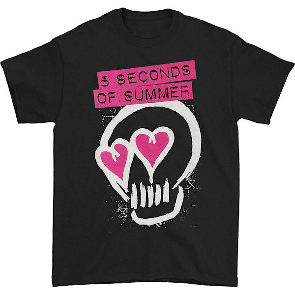 5 Seconds Of Summer Heart Skull Rosa T-shirt L