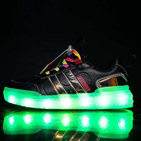 Barn Sneakers Andas Led Light Skor Sport Löparskor Outdoor Skor 2C2013 Black 28