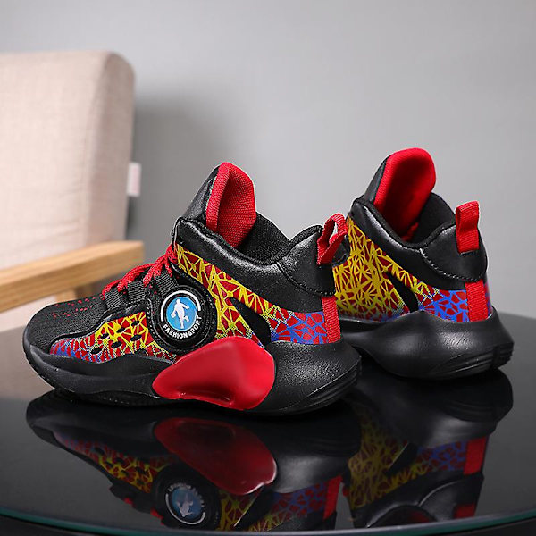 Barn Basketskor Andas Sneakers Trendiga Casual Skor Löparskor Yj9602 BlackRed 33