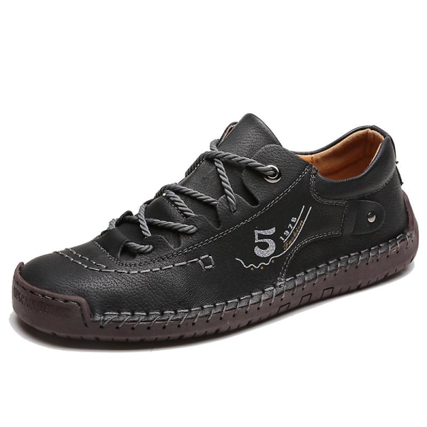 Herrskor Mode Läderskor Handsydda Casual Shoes 9931 Black 46