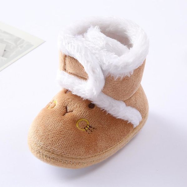 Vintervarma nyfödda toddler 1 år baby Flickor Pojkar Skor Mjuk sula Pälssnöskor 0-18M Brown 7-12 Months