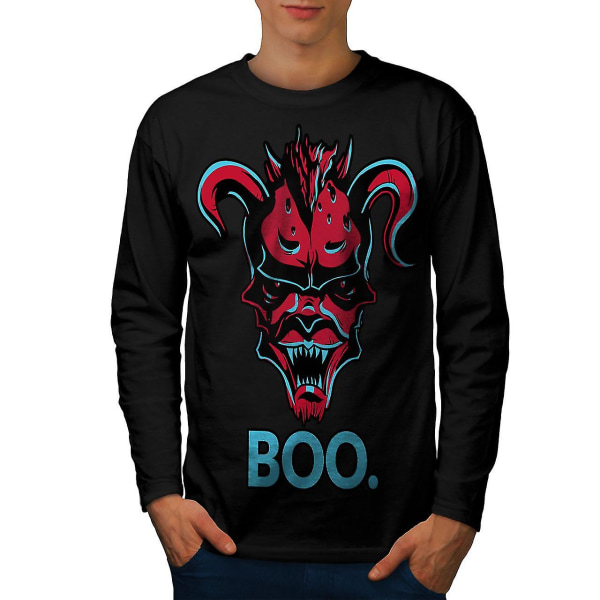 Boo Skrämmande roliga män svart långärmad T-shirt | Wellcoda S