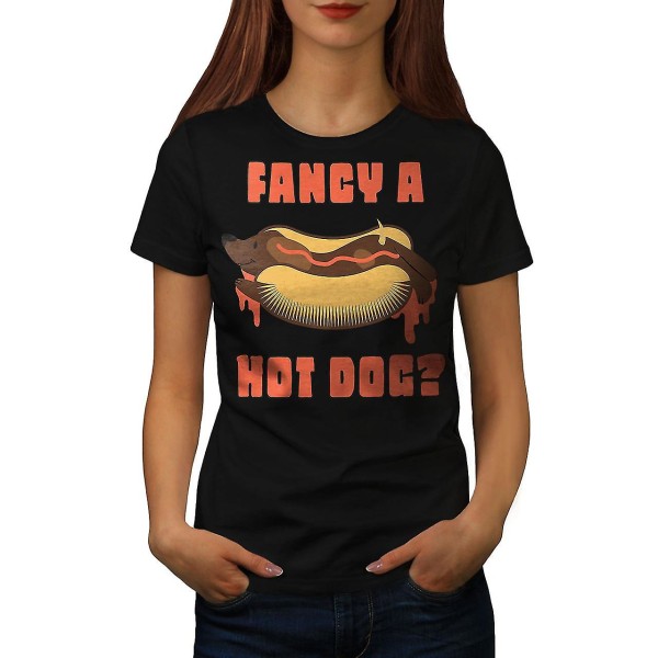 Fancy Hot Dog Blackt-shirt för kvinnor L
