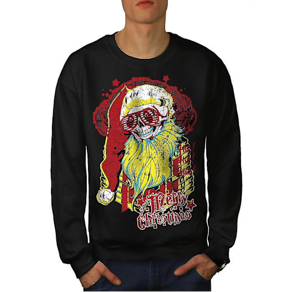 Merry Christmas Skull Men Blacksweatshirt | Wellcoda XL