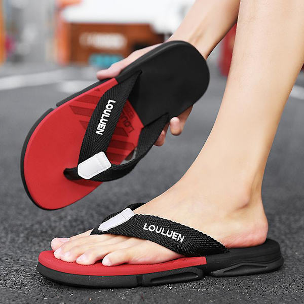Herrtofflor Sommarmodeskor Halkfria strandsandaler l-226 BlackRed 39