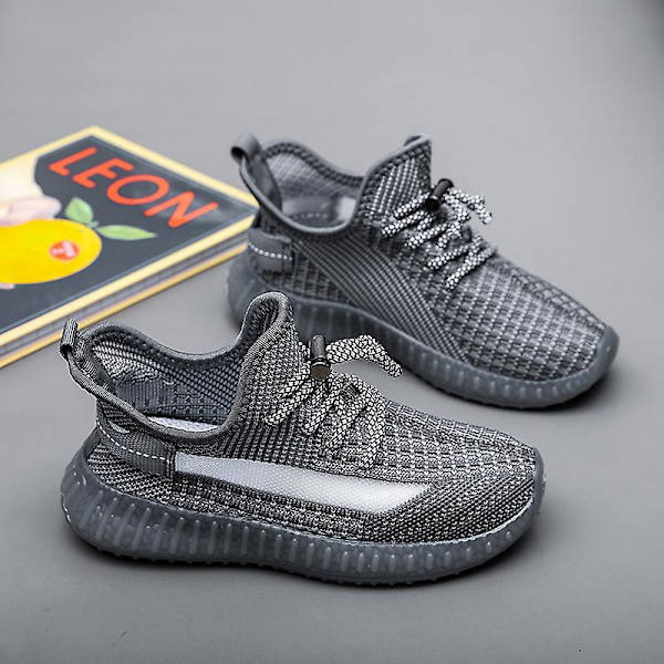 Barn Sneakers Andas löparskor Mode Pojkar Flickor Sportskor C08 Gray 33