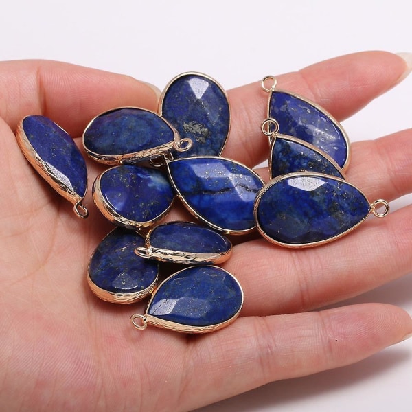 1st droppformad sektion Lapis Lazuli hängande ädelstensberlocker för gör-det-själv-halsband Vristsömnad Craft J