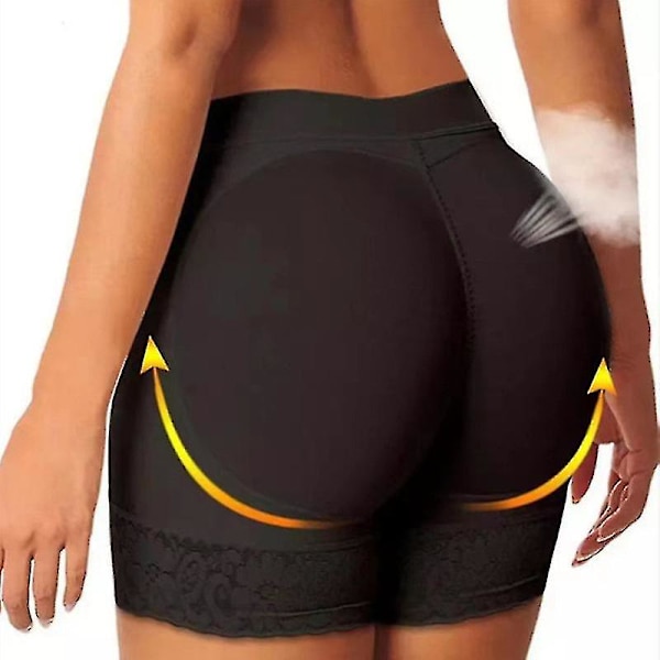 Kvinnors Butt Lifter Underkläder Spets Boyshort Enhancer Trosor BLACK L