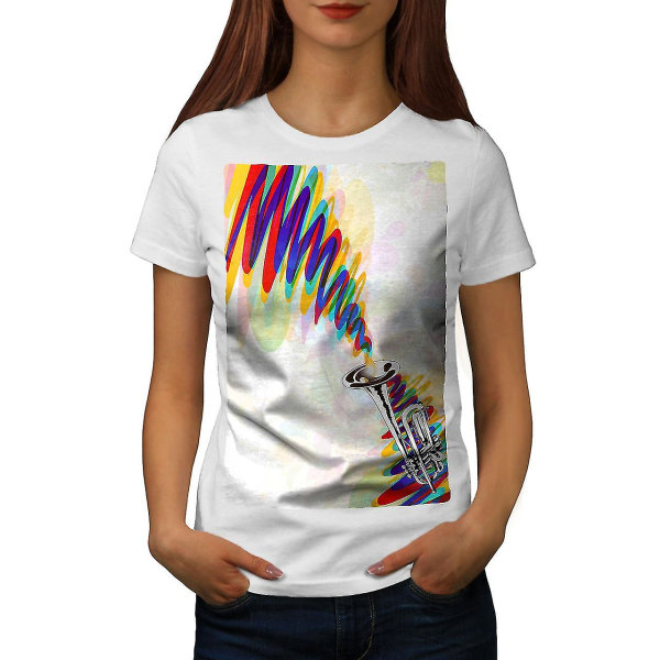 Trumpet Jazz Art Music Whitet-shirt för kvinnor XL