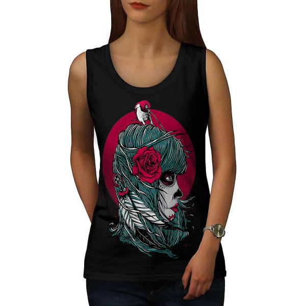 Rose Skull Fantasy Women Blacktank Top XL