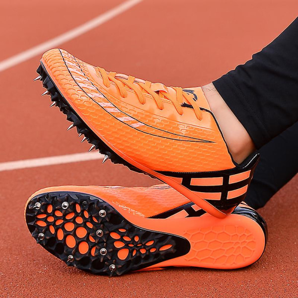 Friidrottsskor för män Spikes Track Race Hoppande Sneakers Professionell löpning Nail Spikes Skor 3Ctj009 Orange 39