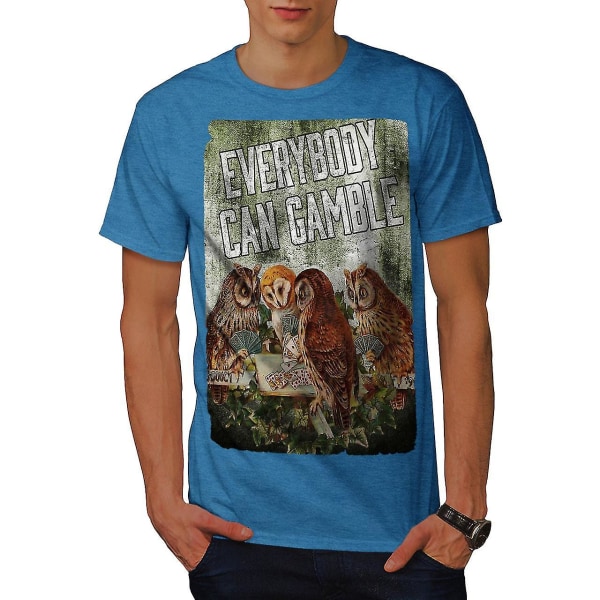 Gamble Owl Poker Gamble Men Royal Bluet-shirt | Wellcoda XXL