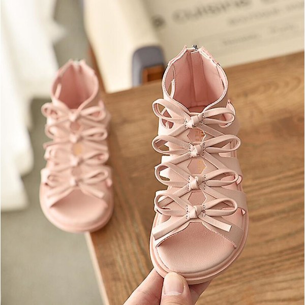 Flicksandaler Mode romerska stövlar Högtoppade Gladiatorsandaler för barn Toddler Barnsandaler F1 Beige 30