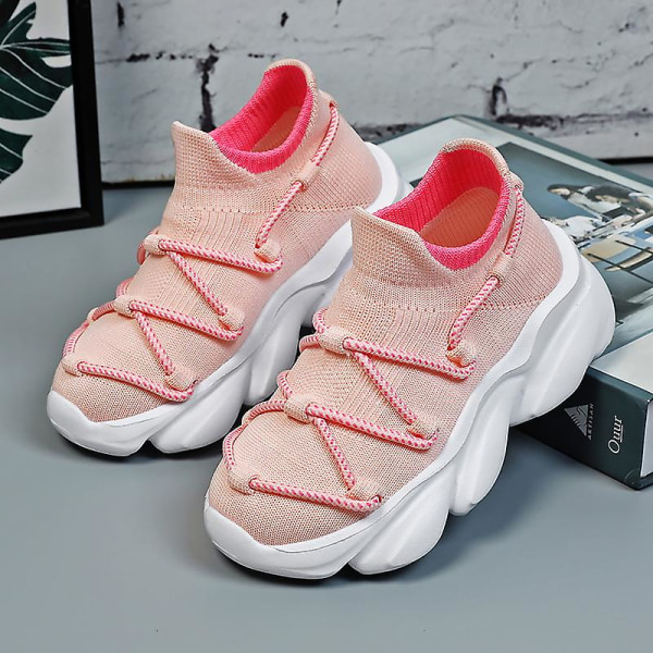 Barn Sneakers Andas löparskor Mode Pojkar Flickor Sportskor 2Ls0588 Pink 32