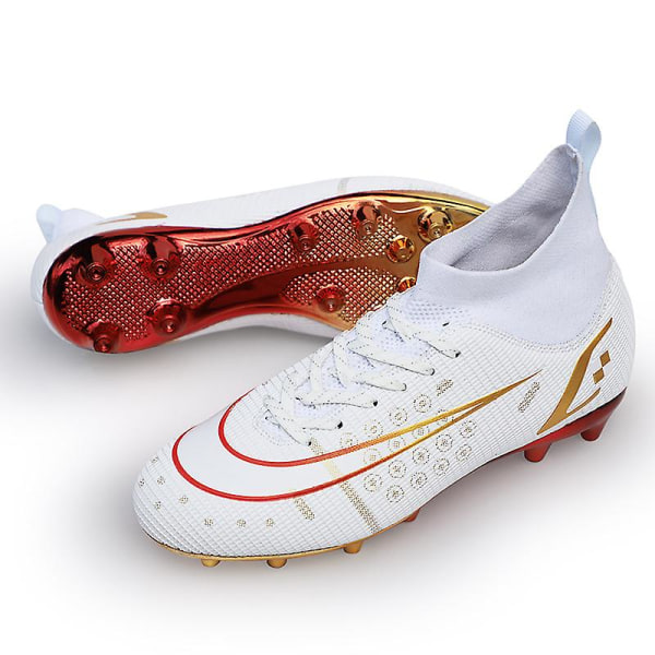 Fotbollsskor för män Fotbollsskor med hög ankel för vuxna Grästräning Sport Skor Sneakers Yj209 White 40