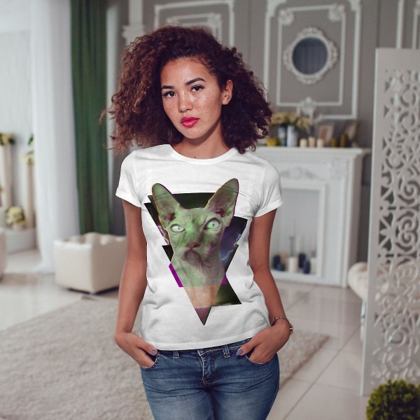 Sphynx abstrakt arg kvinna T-shirt L