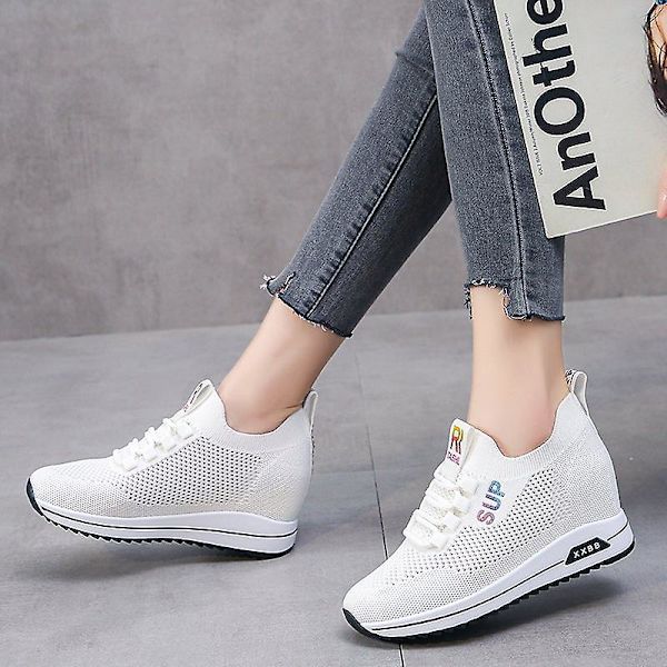 Casual för kvinnor Andas Loafers Mode Höjdökande skor 2Dkhs-3A White 36