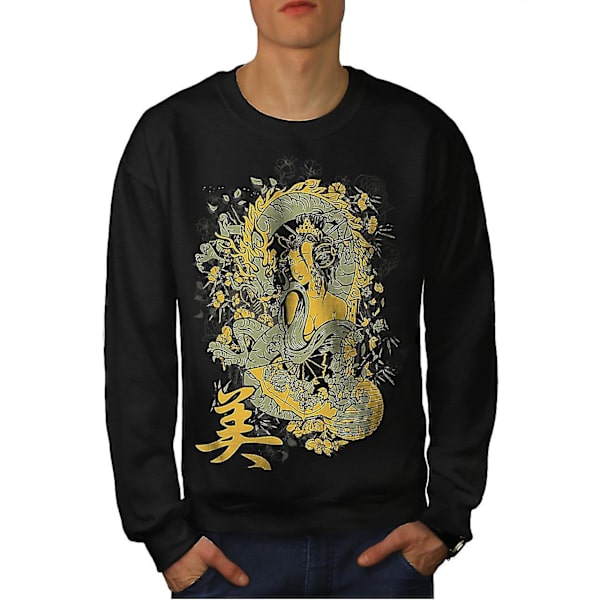 Dragon Asia Japan Män Blacksweatshirt | Wellcoda S