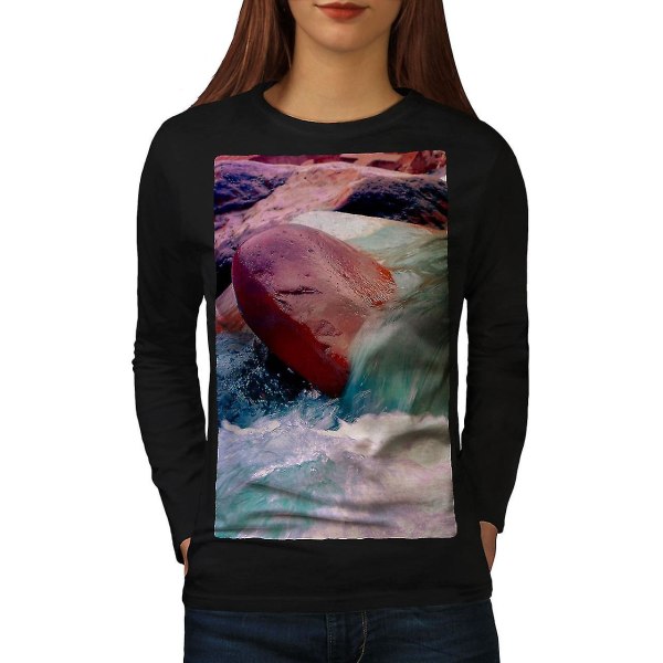 Nature Waterfall Photo Women Blacklong Sleeve T-shirt XL