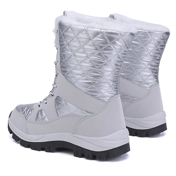 Dam Vinterstövlar Snow Boot Plysch Varma Skor Vattentät Boot 370 Gray 40