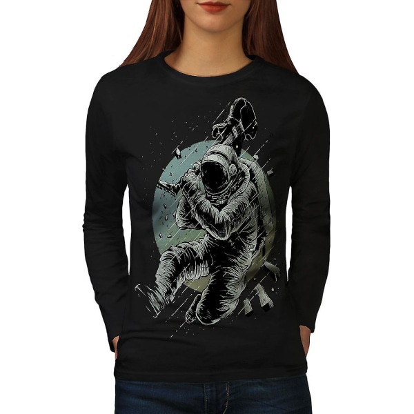 Astronaut Guitar Space Women Blacklong Sleeve T-shirt XL