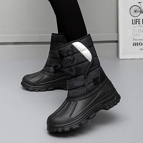 Herr Dam Vinterstövlar Snow Boot Plysch Varma Skor Vattentät Boot 2113S Black 41