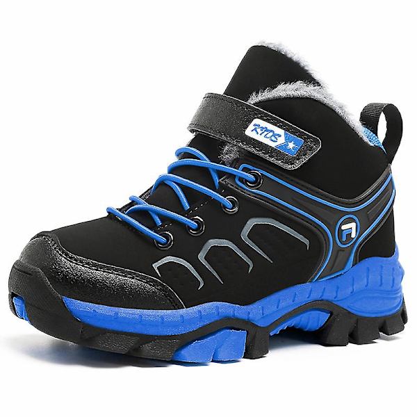 Pojkar Snow Boots Vinter Vattentät Antisladd Stövlar Vandring Outdoor Skor För Barn X888 BlackBlue 34