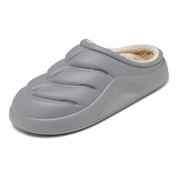 Herrtofflor för damer Varma vinterhusskor Inomhus utomhus hemmaskor 2L2883 Gray 41