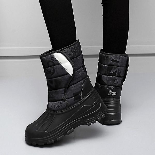 Herr Dam Vinterstövlar Snow Boot Plysch Varma Skor Vattentät Boot 2113S Black 41