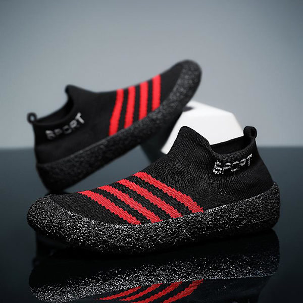 Herr Sport Löparskor Lättvikts Fitness Yoga Strumpor Sneaker Fr8202 BlackRed 41