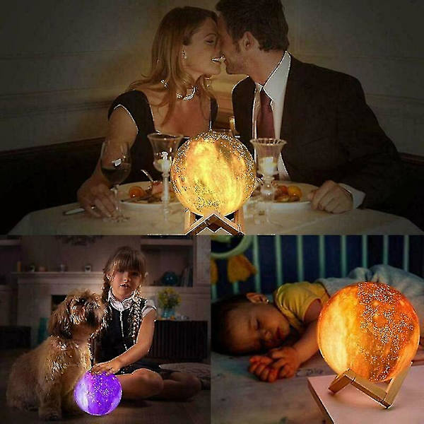3d Moon Lamp Led Nattljus Star Galaxy Touch 16 Färg USB Laddning W/fjärr 10cm