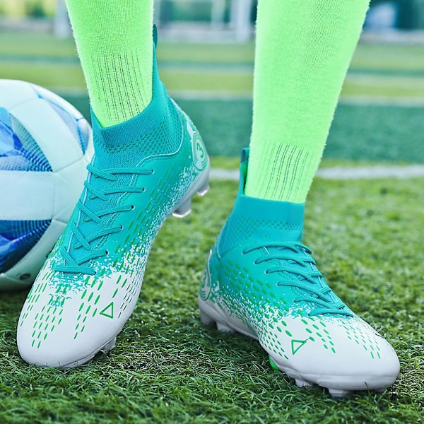 Fotbollsskor för män Halkfria fotbollsskor för herr, Gräs Fotbollssneakers Yj3000 Cyan 41