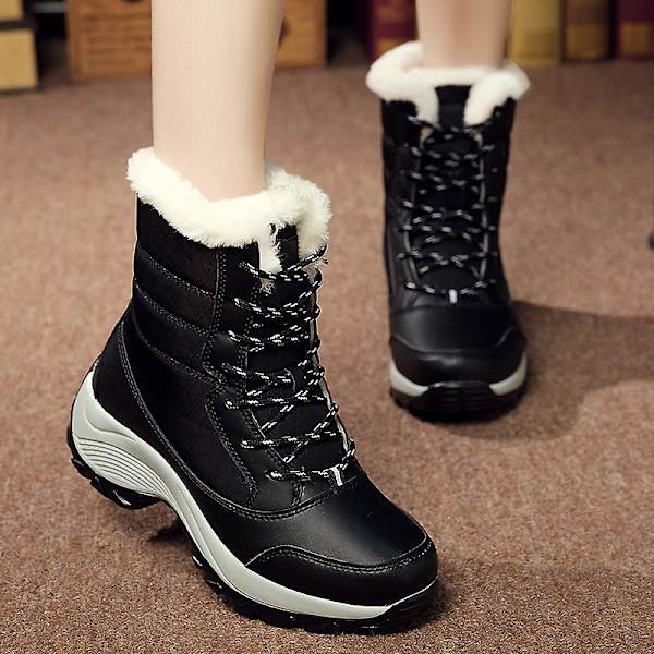 Dam Vinterstövlar Snow Boot Plysch Varma Skor Vattentät Boot 1617 Black 41
