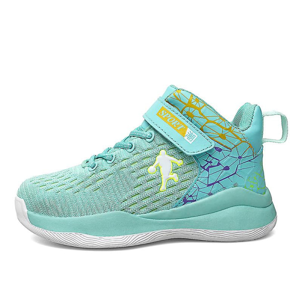 Barn Basketskor Andas Sneakers Pojkar Flickor Sportskor Yj2803 Cyan 32