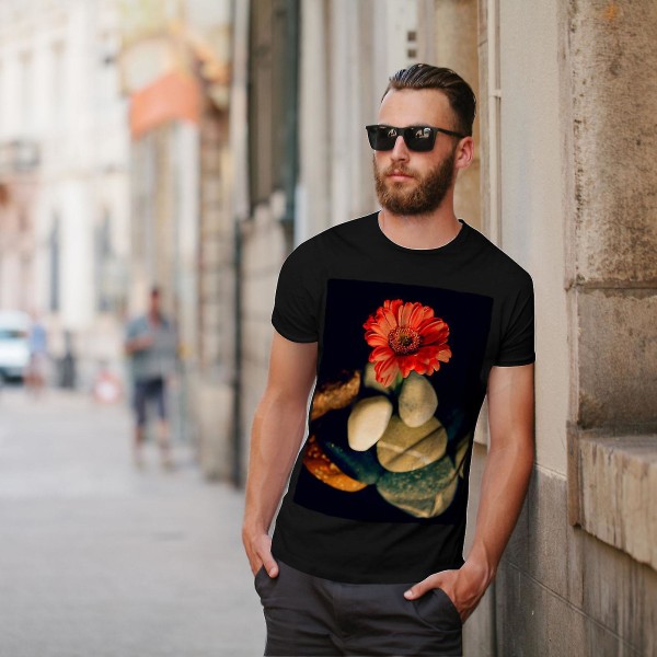 Rock Flower Photo Män Blackt-shirt 3XL