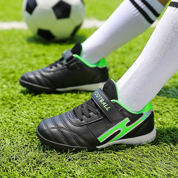 Fotbollsskor för pojkar Spikes Fotbollsskor för ungdomar Ankelstövlar Athletic Sneaker 3C898 Black 32