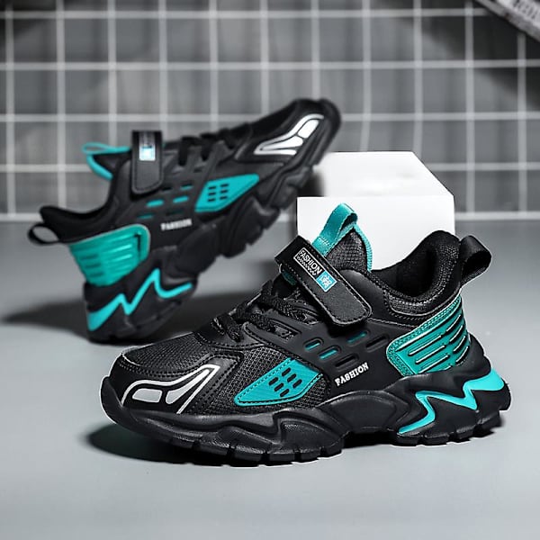 Barn Sneakers Andas löparskor Pojkar Flickor Mode Sportskor R2022 BlackBlue 29