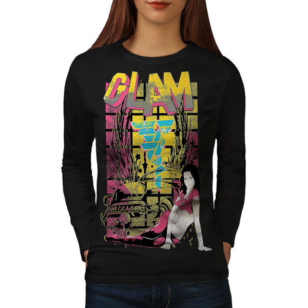 Glamorös flicka mode kvinnor långärmad T-shirt M