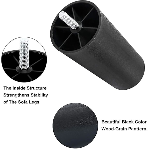 Plastsoffben, 4-pack soffben Ersättningsmöbel Soffben med monteringsplattor