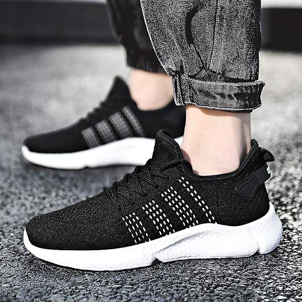 Lätta modesneakers för löpning för män 9067 Black 41
