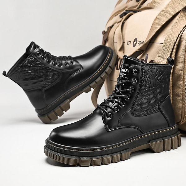 Herr Martin Boot Kvinnor Korta Kängor Med Snörning Chunky Låg Klack Mid-Calf Boots 2Kf8115 Black 40