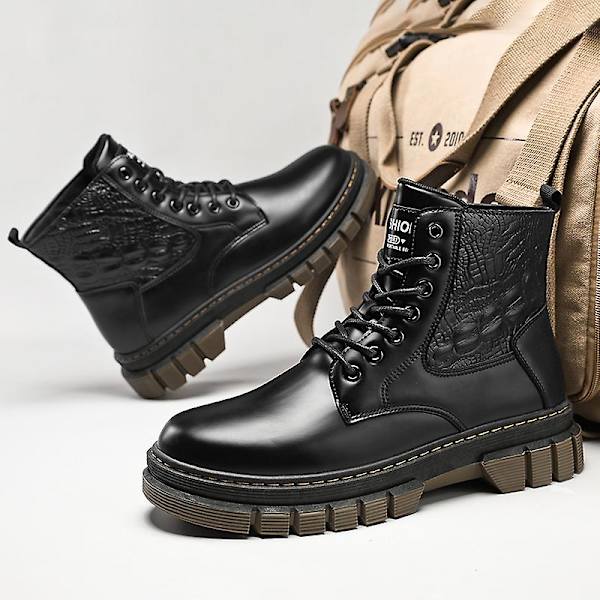 Herr Martin Boot Kvinnor Korta Kängor Med Snörning Chunky Låg Klack Mid-Calf Boots 2Kf8115 Black 41