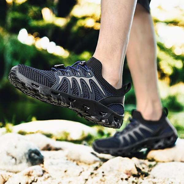 Herr vandringsskor Trailrunning Skor Halksäkra Fitness Promenad Jogging Sneakers 3C238 Blue 41