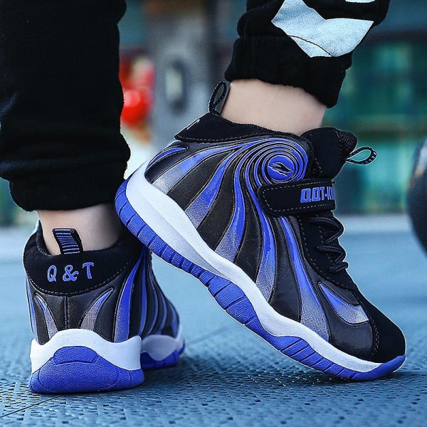 Basketskor för barn Mode Halkfria sneakers Sportskor som andas 3987Em BlackBlue 36