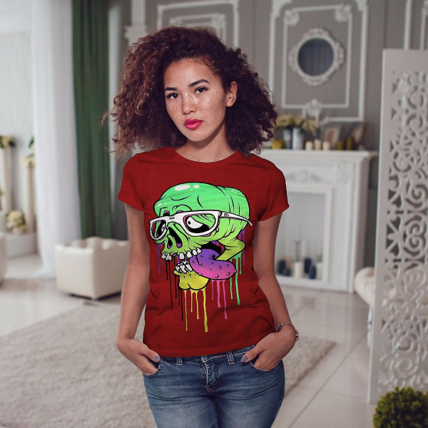 Swag Zombie Skull Women Redt-shirt XXL