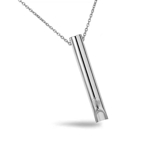 Unisex kvinnor Män Stress Relief Andning Halsband Meditation Avslappning Hängsmycke Present Silver