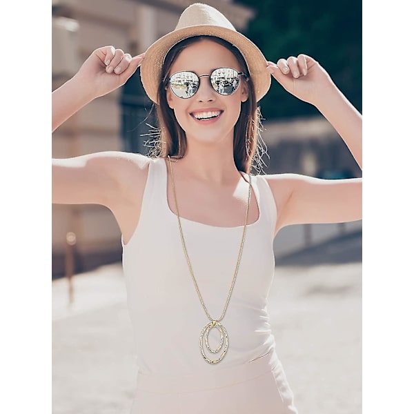12 delar långa hänge halsband Set Y Tofs Leaf Circle Bar Halsband för kvinnor Round