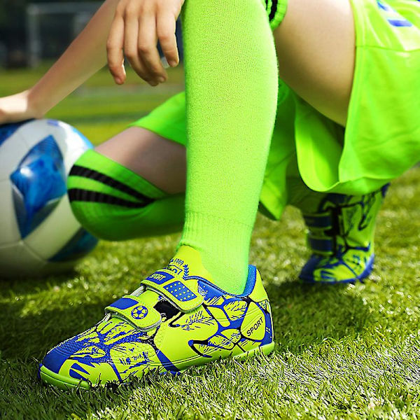 Fotbollsskor för barn Halkfria fotbollsskor Klossar Gräs Fotbollssneakers Yj166 Green 33