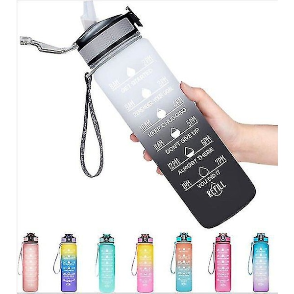 Utomhus vattenflaska Time Marker 1l Motiverande flaska presenter Red